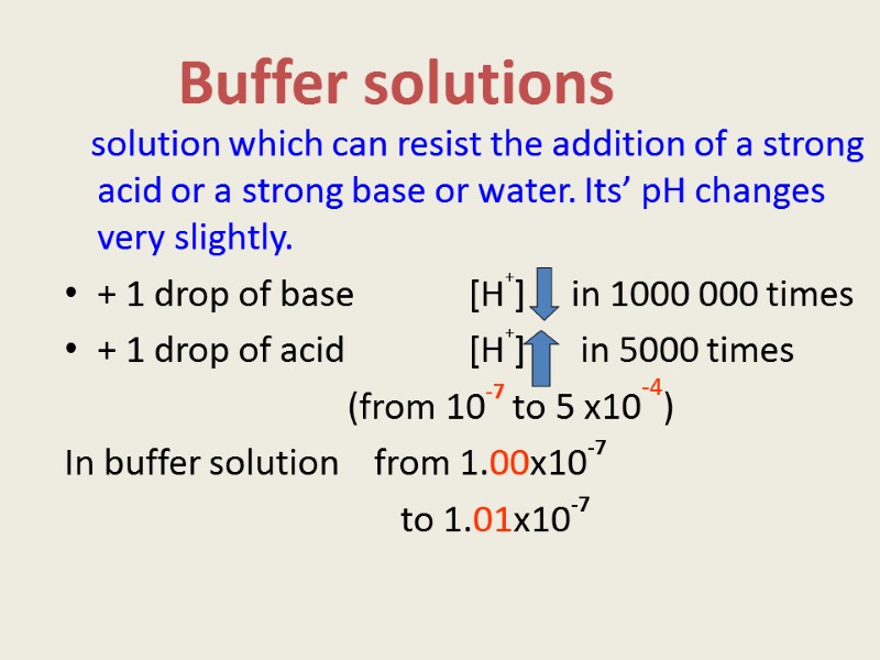 Buffer solutions    solution which can resist the addition of a strong